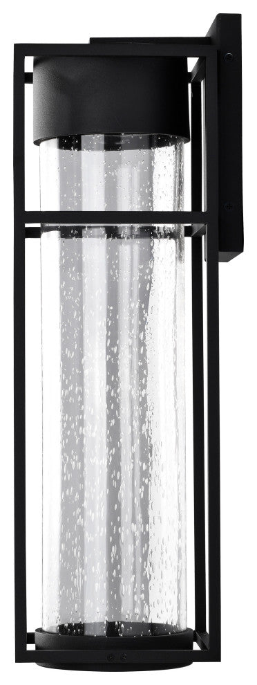 Ledges 10W LED Large Wall Lantern, Matte Black/Clear Seeded Glass