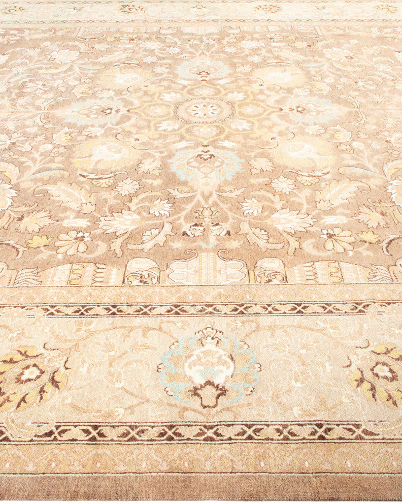 Eclectic, One-of-a-Kind Hand-Knotted Area Rug Brown, 10' 1" x 13' 7"