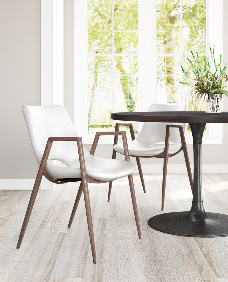Desi Dining Chair, Set of 2 White/Walnut