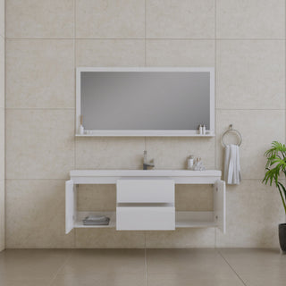 Paterno 60" Single Wall Mounted Bathroom Vanity With Sink, White