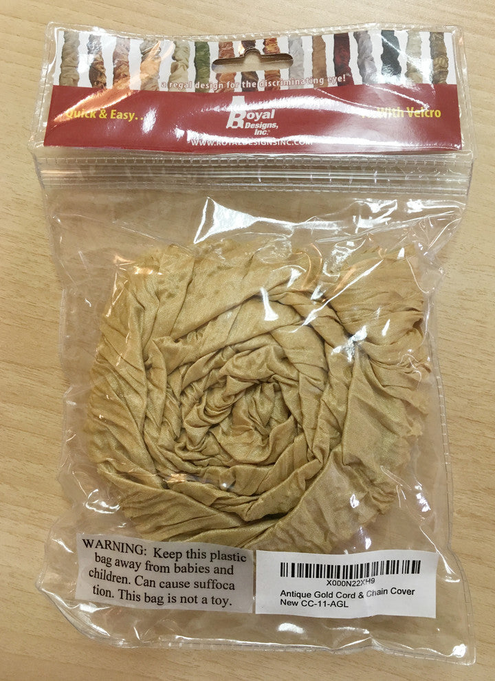 Royal Designs Cord/Chain Cover, 4', Touch Fastener, Antique Gold
