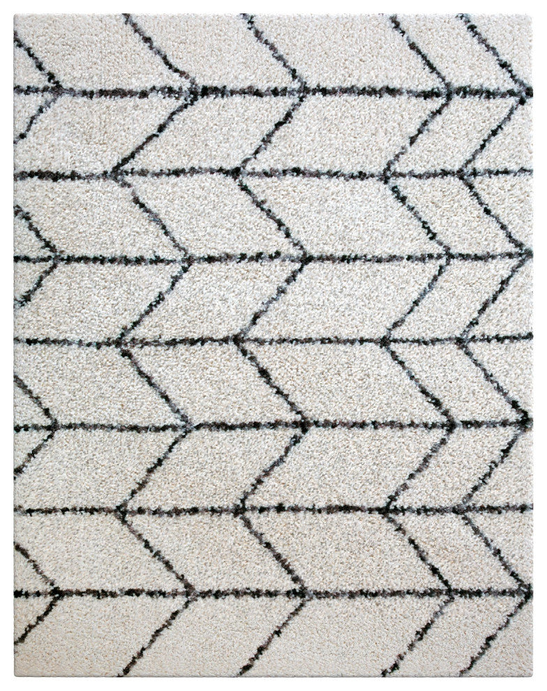 Oasis Cosima White and Dark Gray Polyester Area Rug
