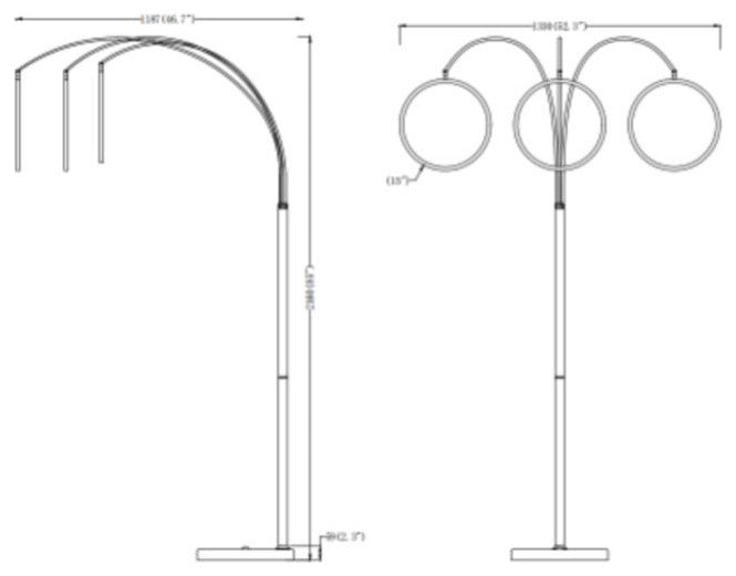 Three Ring Arc Integrated LED Floor Lamp