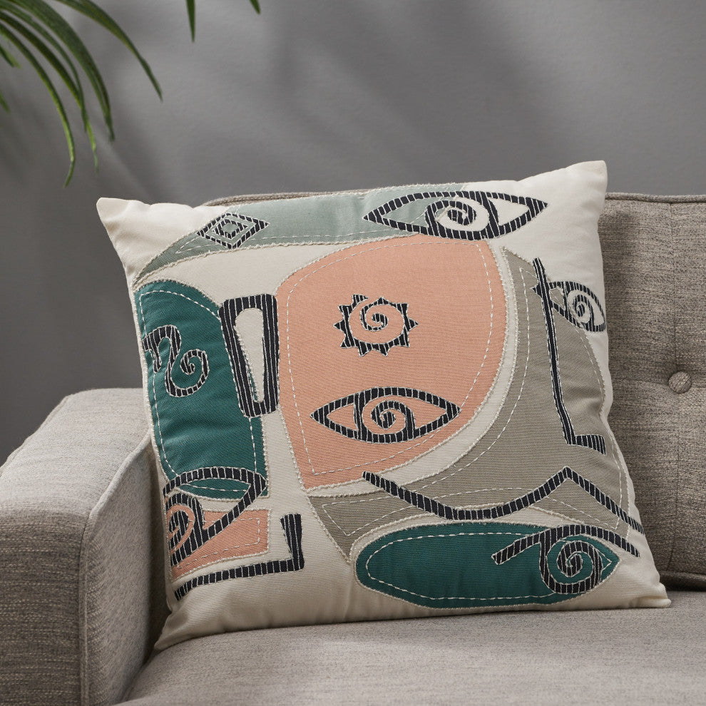 Belize Modern Handcrafted Fabric Pillow Cover, Single