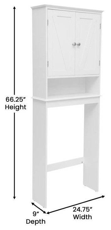Dune Farmhouse Over the Toilet Bathroom Storage Cabinet, White