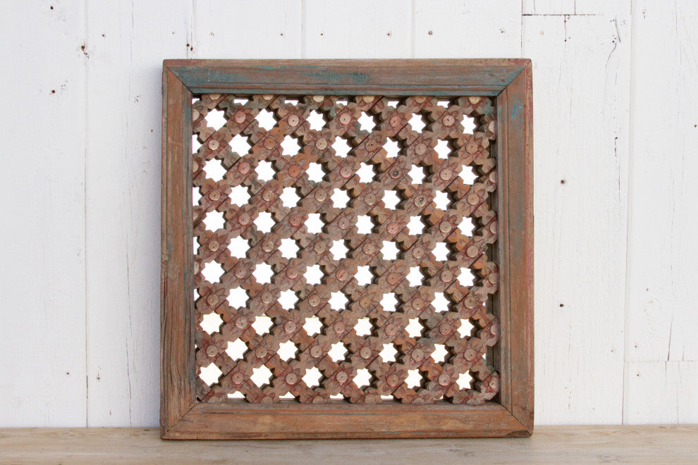 Antique Carved Lattice Mirror