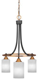 Paramount Downlight 3-Light Chandelier, Matte Black & Brass, 4" White Marble