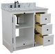 37" Vanity, Glacier Ash With White Carrara Top, Left Doors/Left Rectangle Sink