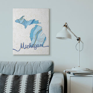 Stupell Industries Michigan Agate Blue US State Design, 30 x 40