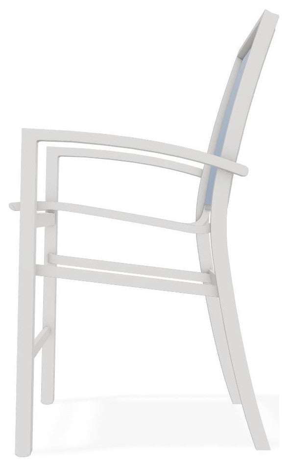 Kendall Sling Balcony Height Stackable Outdoor Stool, Sky/Snow