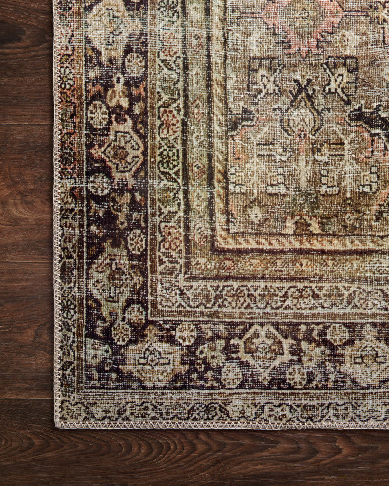 Olive Charcoal Layla Printed Area Rug by Loloi II, 2'-6"x12'-0"
