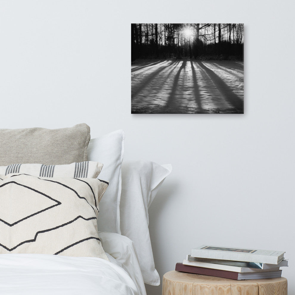 Primitive Wall Decor: Black & White Canvas Photo Print Winter Shadows, 16" X 20"