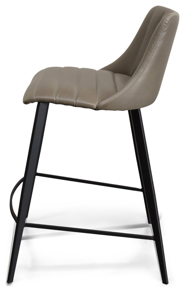 Archie Counter Stools, Taupe Faux Leather, Set of 2
