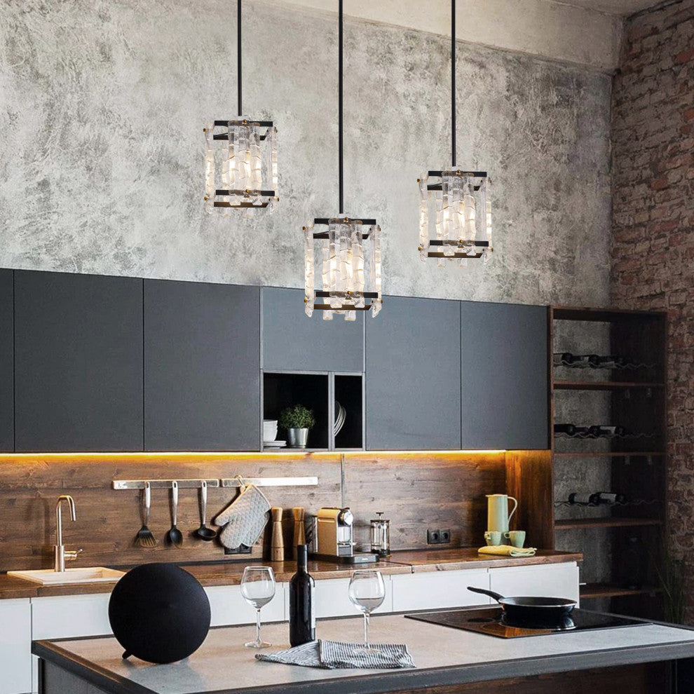 Farmhouse 4-Light Textured Glass Style Pendant Lighting Fixture