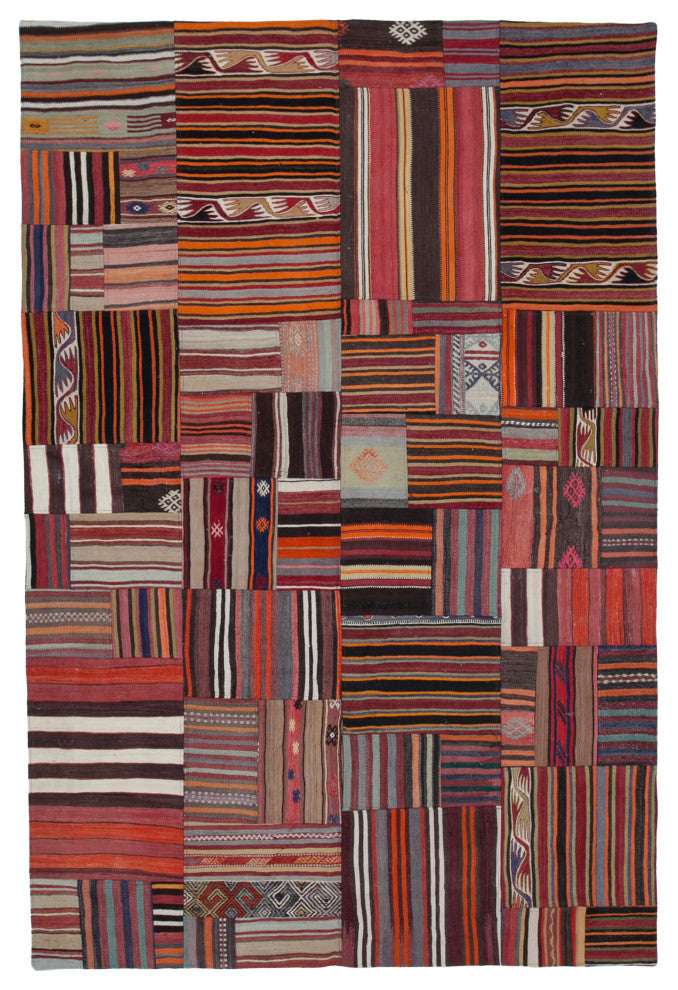 Rug N Carpet - Handmade Anatolian 6' 7'' x 9' 10'' Unique Patchwork Kilim Rug