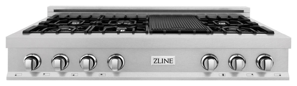 ZLINE 48" Porcelain Gas Stovetop in Fingerprint Resistant Stainless Steel