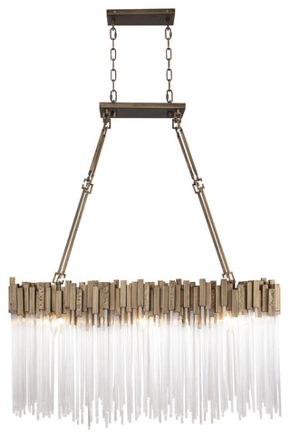 Matrix 6 Light Linear Pendant in Havana Gold with Clear Fluted Glass