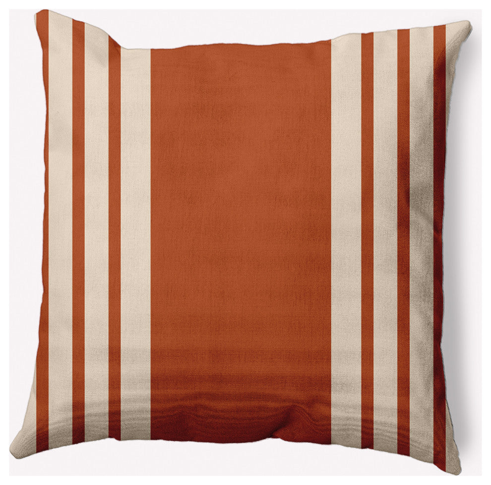 18" x 18" Stripe Indoor/Outdoor Polyester Throw Pillow, Sienna