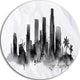 Los Angeles Black Silhouette, Cityscape Painting Round Wall Art, 36"