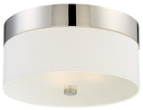 Grayson 3 Light Ceiling Mount in Polished Nickel with White Silk