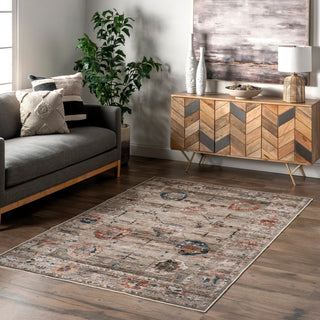 Nuloom Cleora Vintage Floral Machine Washable Area Rug, Taupe 4'x6'