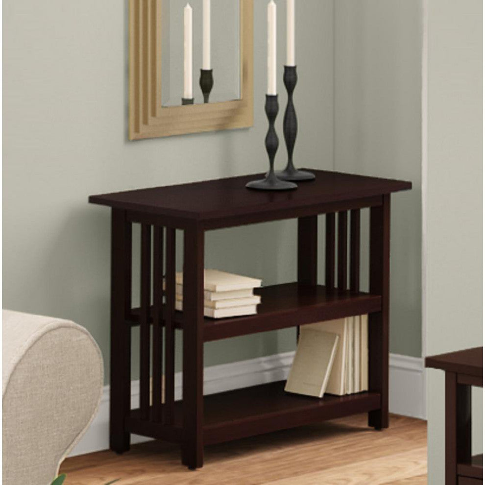 Spacious Bookshelf, Classic Mission Design With 2 Open Shelves, Espresso Finish