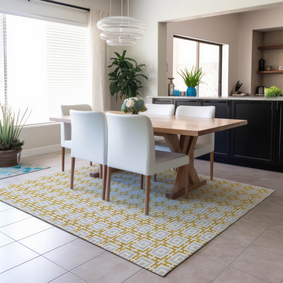 Indoor/Outdoor Marlo MO1 Gold Machine Washable 8' x 10' Rug