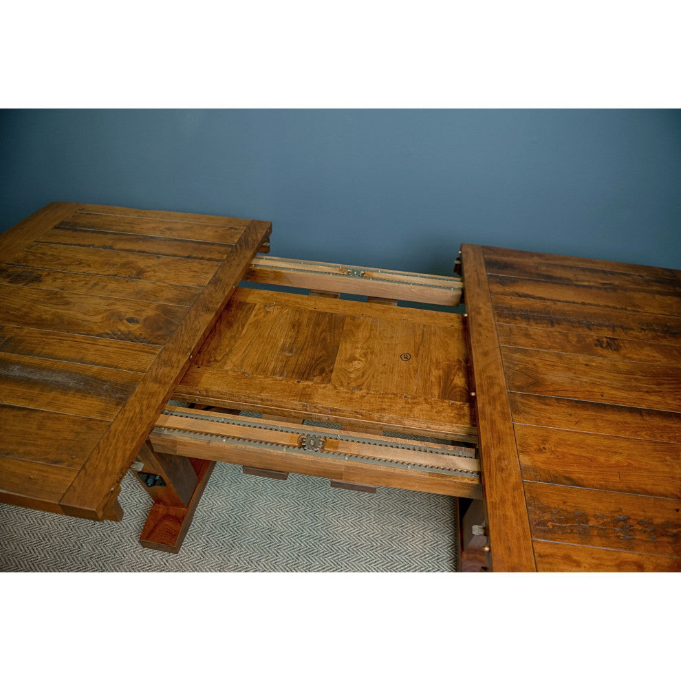 Holbrooke Extendable Rustic Cherry Dining Table, 48x78, 2 Middle Leaves