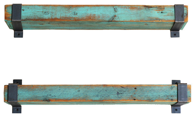 Aqua Metal Wrapped Shelves