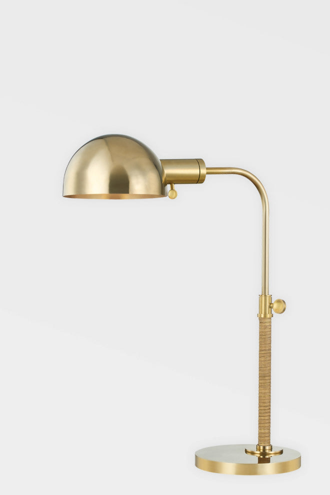 Devon 1-Light Table Lamp by Mark D. Sikes, Aged Brass Frame