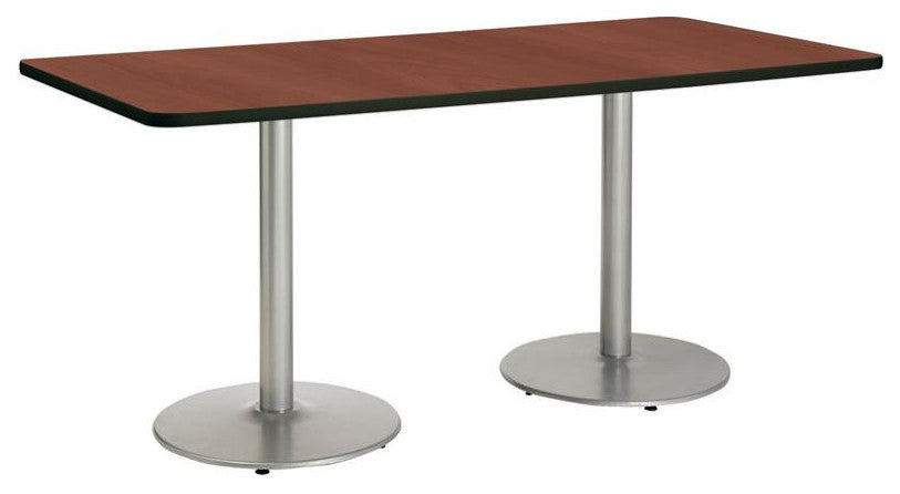 KFI Mode 42"x 96" Conference Table with Mahogany Round Silver Base Bistro Height