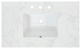 Engineered Stone Vanity Top in Grain White, 37", Single Sink
