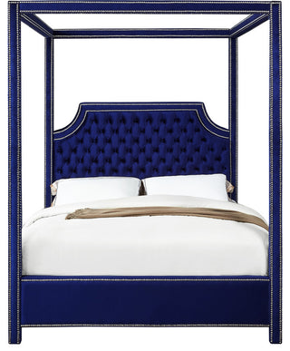 Rowan Velvet Upholstered Bed, Navy, Queen