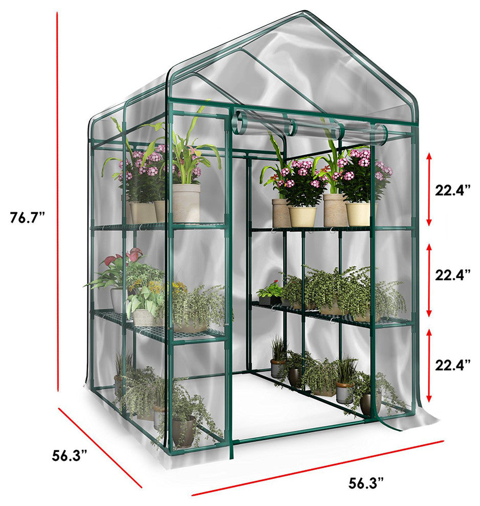 Walk-In Greenhouse-Indoor Outdoor With 12 Shelves by Home-Complete