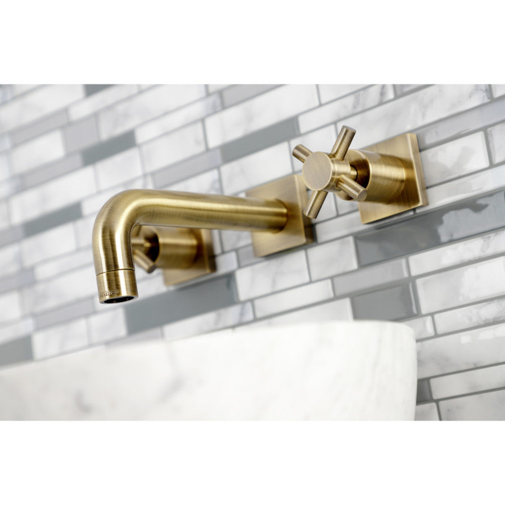 Kingston Brass KS6123DX Two-Handle Wall Mount Bathroom Faucet, Antique Brass