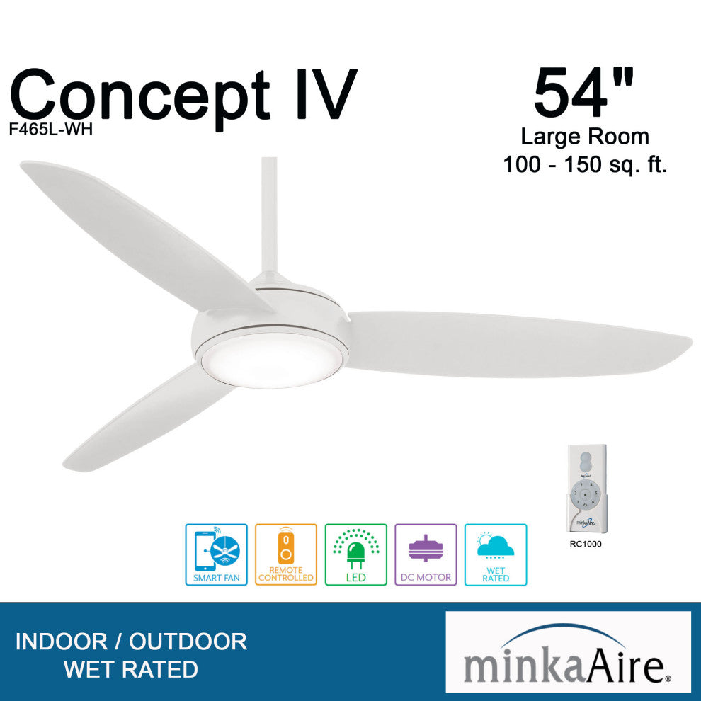 MinkaAire Concept IV Concept IV 54" 3 Blade Indoor / Outdoor - White