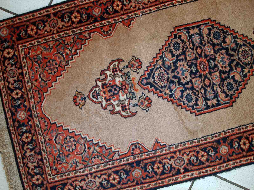 Handmade Vintage Indo-Tabriz Rug, 1.9'x3.9', 60cmx118cm 1960s