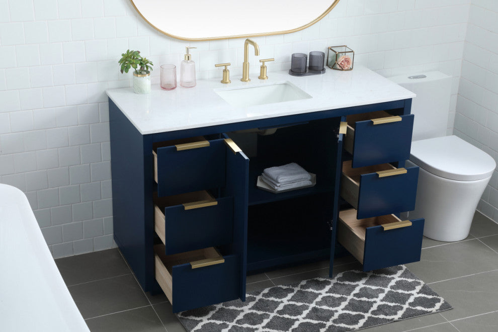 Bethany Single Bathroom Vanity, Blue, 54"