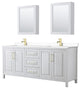 80"DBL Vanity White, White Cult. Marble Top, Sinks, Med. Cabinets, Gold Trim
