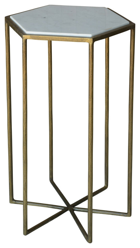 Geometric Gold And White Marble Side Table