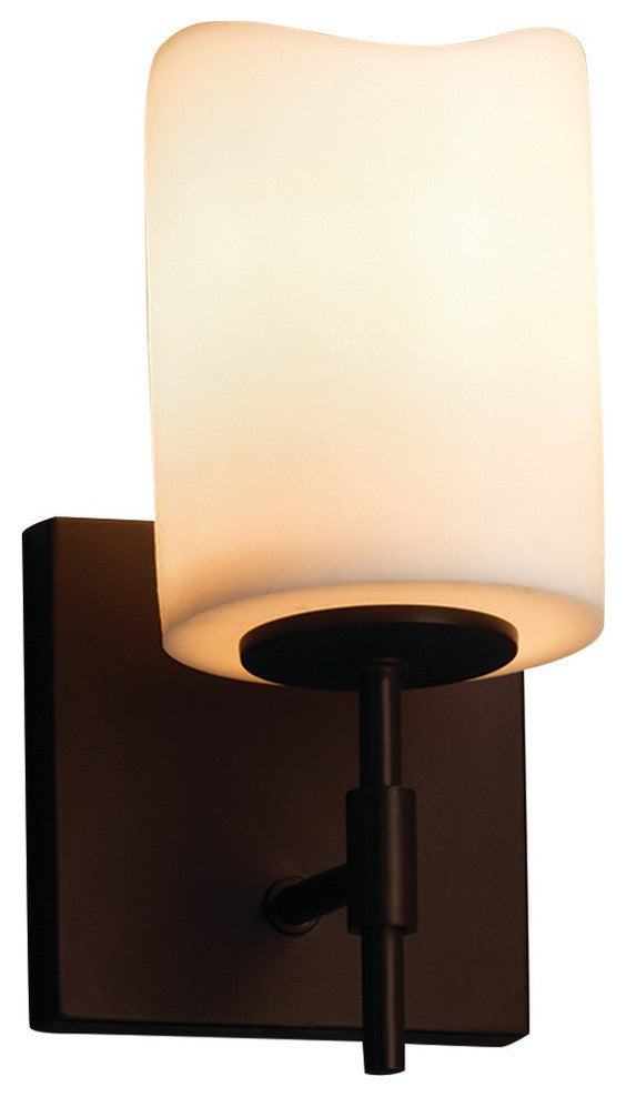 CandleAria Union 1-Light Short Wall Sconce, Cylinder With Melted Rim, Dark Bronz