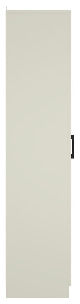 Freestanding Pantry Cabinet, 2 Doors With Adjustable & Fixed Shelves, Ivory