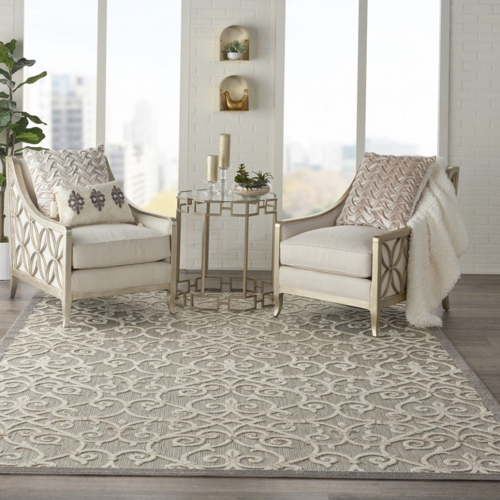 8 x 11 Natural and Gray Indoor Outdoor Area Rug