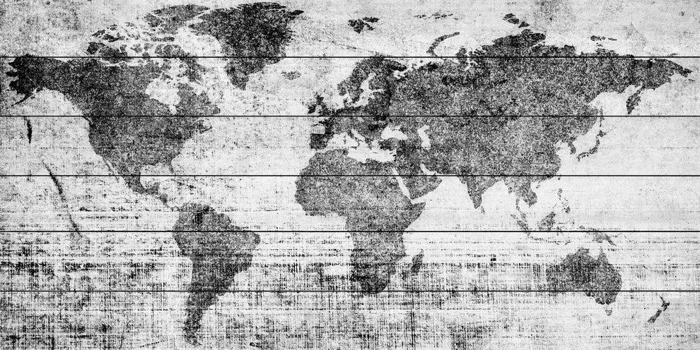 "Lost in the World" Painting Print on White Wood, 60"x30"