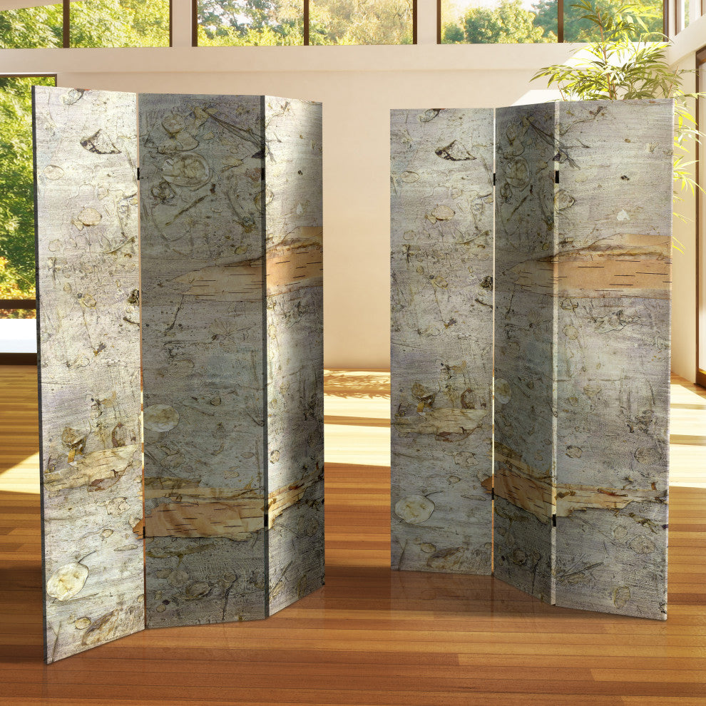 6' Tall Double Sided Pale Forest Canvas Room Divider