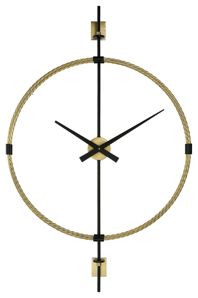 Uttermost 06106 30.75"W Iron Analog Wall Mounted Clock - Gold / Black