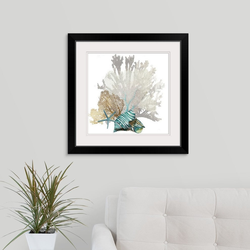 "Coral" Black Framed Art Print, 24"x24"x1"