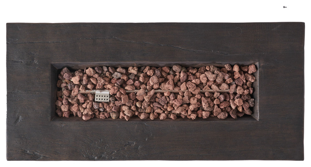 GDF Studio Crawford Outdoor Rectangular Fire Pit, Brown