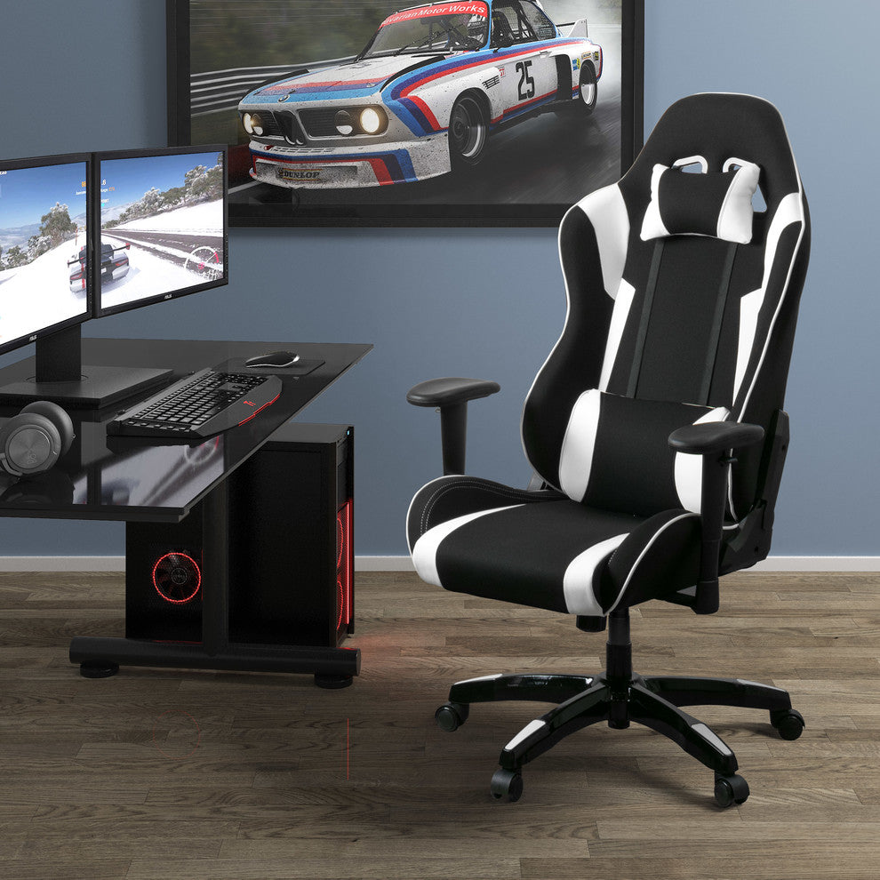 Black and White High Back Ergonomic Gaming Chair