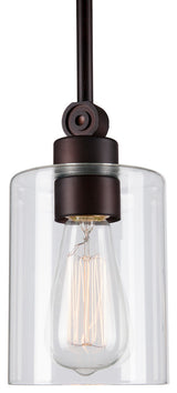 1 Light Mini Pendant, Antique Bronze, Clear Glass